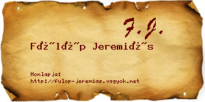 Fülöp Jeremiás névjegykártya